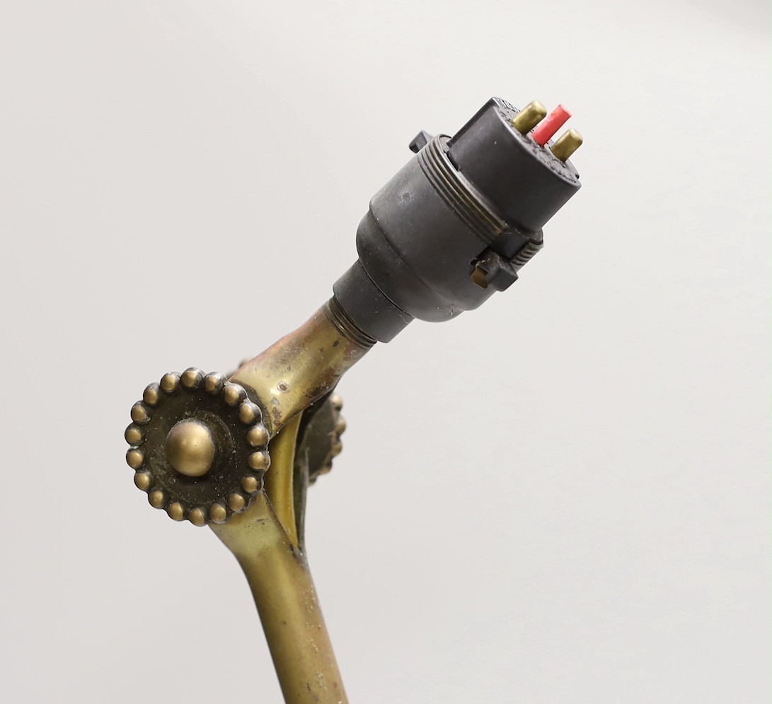 A Dugdills industrial articulated brass and copper desk lamp, 51cms high